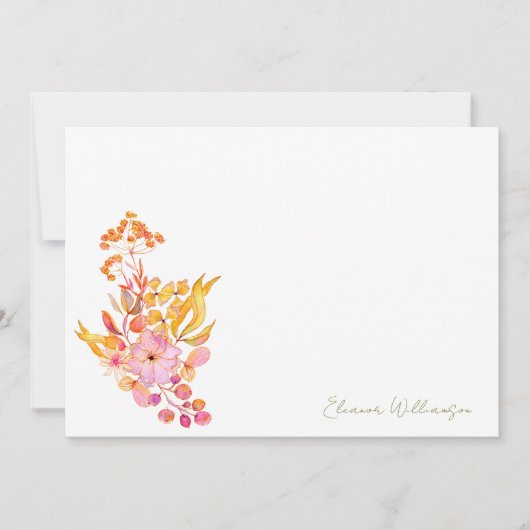 Kleurrijke Waterverf Bloemrijke Bruiloftsbubbels B Bedankkaart (Voorkant)