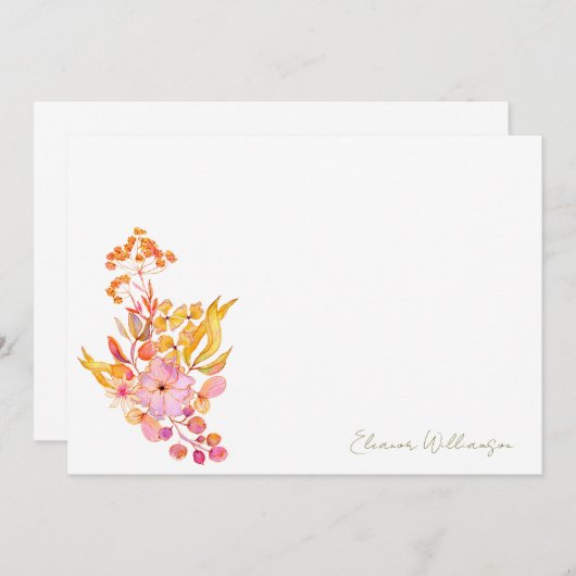 Kleurrijke Waterverf Bloemrijke Bruiloftsbubbels B Bedankkaart (Voorkant / Achterkant)