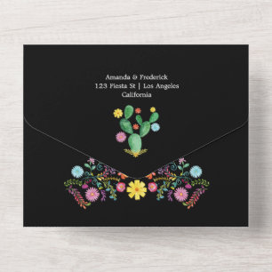 Kleurrijke Waterverf Bloemrijke Feestelijke Bruilo All In One Uitnodiging