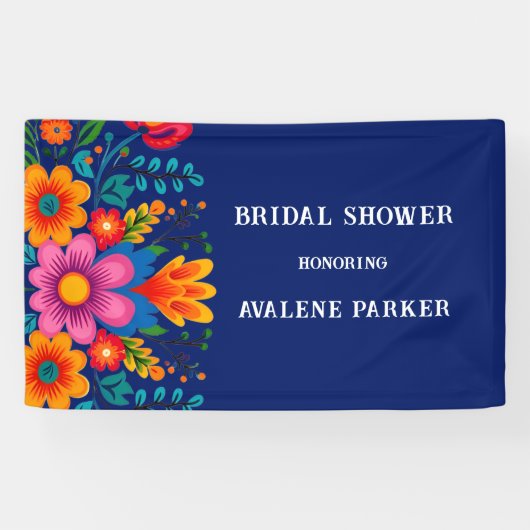 Kleurrijke Waterverf Bloemrijke Fiesta Bruiloftsfe Spandoek (Horizontaal)