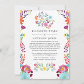 Kleurrijke Waterverf Bloemrijke Fiesta Bruiloftsga Aankondiging (Voorkant)