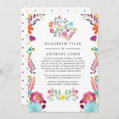 Kleurrijke Waterverf Bloemrijke Fiesta Bruiloftsga Aankondiging (Voorkant / Achterkant)