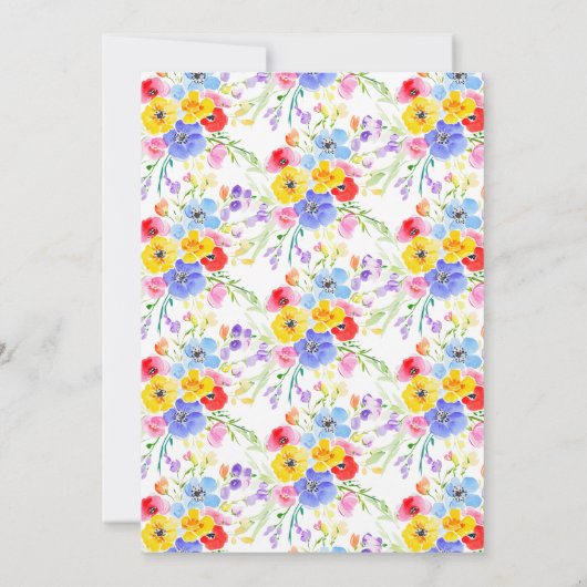 Kleurrijke Waterverf Bloemrijke Lente Trouwfeest Kaart (Achterkant)