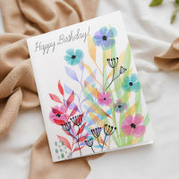 Kleurrijke Waterverf Blooms Business Happy Birthda