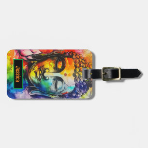 Kleurrijke Waterverf Boeddha Bagagelabel