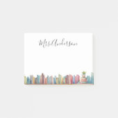 Kleurrijke Waterverf Boeken Leraar Naam Post-it® Notes (Voorkant)