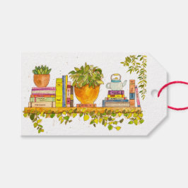 Kleurrijke Waterverf boekenplank Cadeaulabel