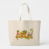 Kleurrijke Waterverf boekenplank Grote Tote Bag (Achterkant)