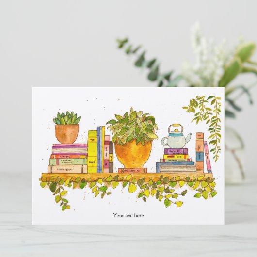Kleurrijke Waterverf boekenplank Kaart (Staand voorkant)