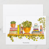 Kleurrijke Waterverf boekenplank Kaart (Voorkant / Achterkant)