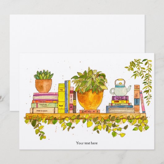 Kleurrijke Waterverf boekenplank Kaart (Voorkant / Achterkant)