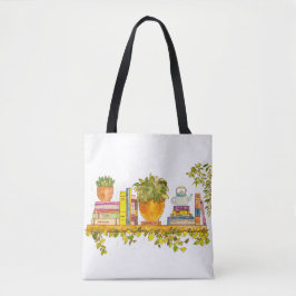 Kleurrijke Waterverf boekenplank Tote Bag