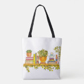 Kleurrijke Waterverf boekenplank Tote Bag (Achterkant)