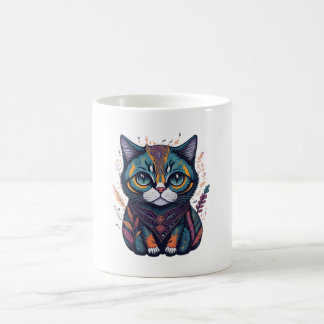 Kleurrijke Waterverf Boho Cat Sticker Set Koffiemok