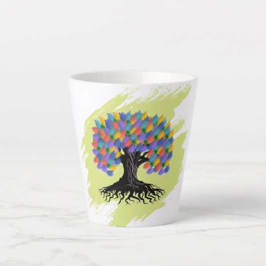 Kleurrijke Waterverf Boom des Levens Latte Mok (Voorkant)