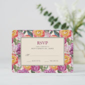 Kleurrijke Waterverf Bouquet - Bindende RSVP (Staand voorkant)