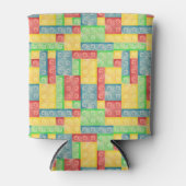 Kleurrijke Waterverf bouwstenen Blikjeskoeler (Voorkant)