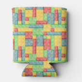 Kleurrijke Waterverf bouwstenen Blikjeskoeler (Achterkant)