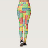 Kleurrijke Waterverf bouwstenen Leggings (Achterkant)