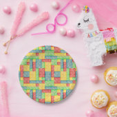 Kleurrijke Waterverf bouwstenen Papieren Bordje (Feest)