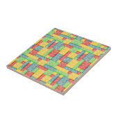 Kleurrijke Waterverf bouwstenen Tegeltje (Zijkant)