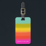 Kleurrijke Waterverf Bright regenboogstrips Naam Bagagelabel<br><div class="desc">Dit stijlvolle aangepaste bagagelabel is voorzien van een schattige luchtgeborsteld regenboog in heldere kleuren. Pas het aan met jouw naam. Geweldig cadeauidee.</div>