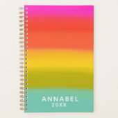 Kleurrijke Waterverf Bright regenboogstrips Naam Planner (Voorkant)