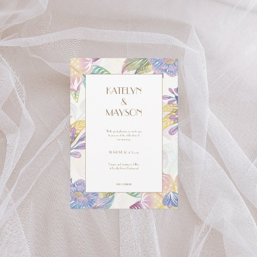 Kleurrijke Waterverf bruiloft Kaart