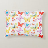 Kleurrijke Waterverf Butterfly - Gepersonaliseerd Accent Kussen (Achterkant)