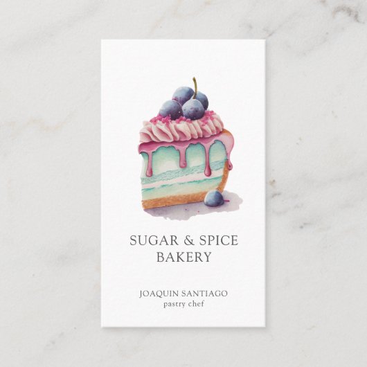 Kleurrijke Waterverf Cake Baker Pastry Chef Visitekaartje (Voorkant)