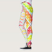 Kleurrijke waterverf chevron, polka dot leggings (Links)