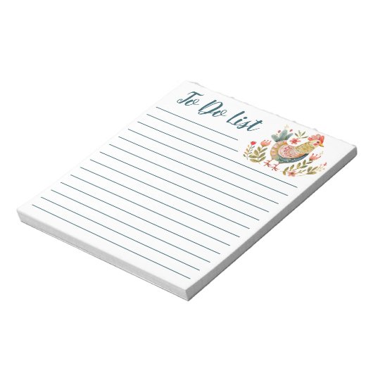 Kleurrijke Waterverf Chicken Folk Art to Do List Notitieblok (Linkerzijde)
