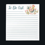 Kleurrijke Waterverf Chicken Folk Art to Do List Notitieblok<br><div class="desc">Een leuk om te doen lijst notitieblok met een kleurrijke waterverf volkskunst kip. Leuk om prioriteiten te stellen voor je taken. Ontworpen voor u door Blackberry Boulevard.</div>