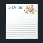 Kleurrijke Waterverf Chicken Folk Art to Do List Notitieblok<br><div class="desc">Een leuk om te doen lijst notitieblok met een kleurrijke waterverf volkskunst kip. Leuk om prioriteiten te stellen voor je taken. Ontworpen voor u door Blackberry Boulevard.</div>