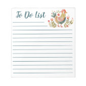 Kleurrijke Waterverf Chicken Folk Art to Do List Notitieblok (Voorkant)