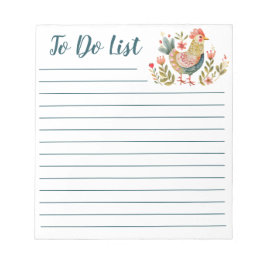 Kleurrijke Waterverf Chicken Folk Art to Do List Notitieblok