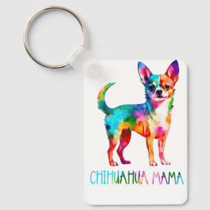 Kleurrijke Waterverf Chihuahua Mama Hond Moeder Ch Sleutelhanger