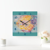 Kleurrijke Waterverf Chili Boys Nursery Squ Vierkante Klok (Huis)