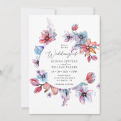 Kleurrijke Waterverf Circle Flowers Wedding Kaart (Voorkant)