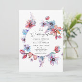 Kleurrijke Waterverf Circle Flowers Wedding Kaart (Staand voorkant)