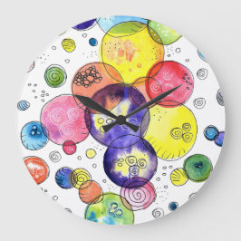 Kleurrijke Waterverf Circles Abstract Grote Klok