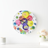 Kleurrijke Waterverf Circles Abstract Grote Klok (Huis)