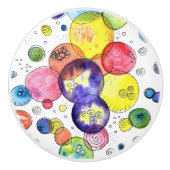 Kleurrijke Waterverf Circles Abstract Keramische Knop (Voorkant)