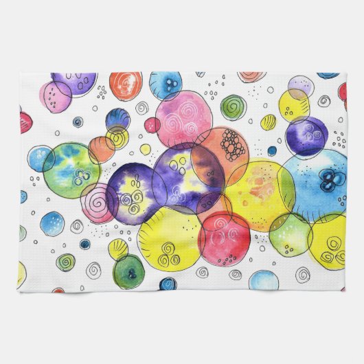 Kleurrijke Waterverf Circles Abstract Theedoek (Horizontaal)