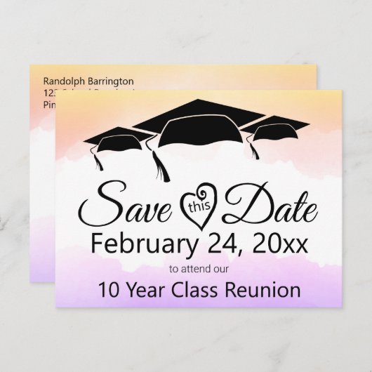 Kleurrijke Waterverf Class Reunion Save the Date Briefkaart (Voorkant / Achterkant)