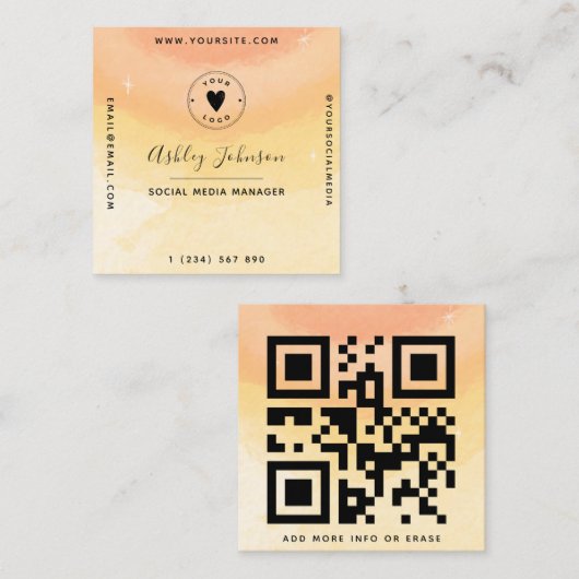 Kleurrijke Waterverf Clouds Dreamweaver QR Code & Vierkante Visitekaartje (Voorkant / Achterkant)