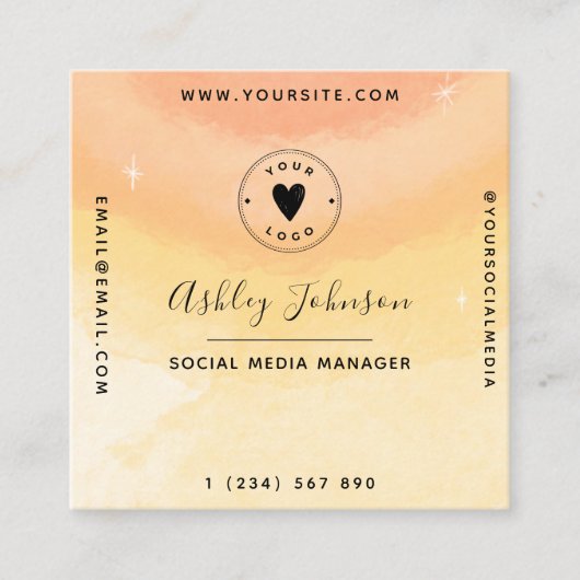 Kleurrijke Waterverf Clouds Dreamweaver QR Code & Vierkante Visitekaartje (Voorkant)