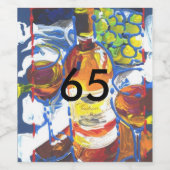 Kleurrijke Waterverf Cocktail 65e Verjaardag Wijn Etiket (Enkel label)