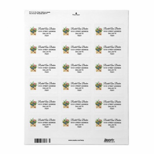Kleurrijke Waterverf Coneflower & Greenery Adres Etiket (Full Sheet)