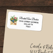 Kleurrijke Waterverf Coneflower & Greenery Adres Etiket